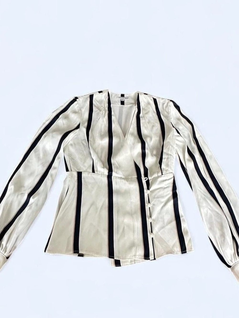 Equipment Alaine Striped Blouse in White & Black Size XXS NWT
